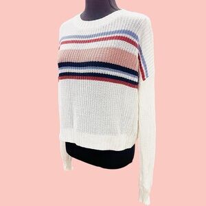 Ambiance Apparel Striped Cropped Sweater Size Small